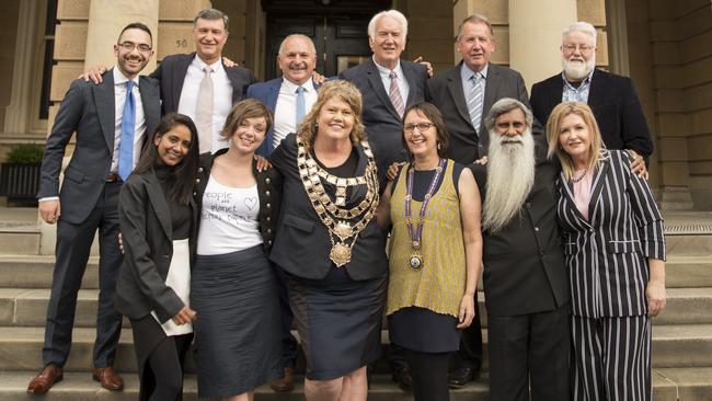 Lord Mayor Anna Reynolds, centre front, and Councillor Zelinda Sherlock, front left, are calling on elected members and council executives to take a 20 per cent cut in their allowances. Picture: EDDIE SAFARIK