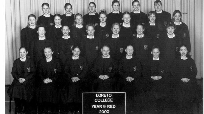 Michelle Payne, third from the left in front row, at Loreto College.