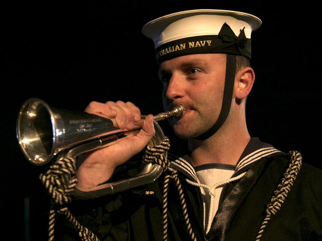 Anzac dawn service on the Gallipoli peninsula, Turkey. Able seaman Ben Smith, 30, will be playing the the bugle piece after the minute of silence. Picture: Ella Pellegrini