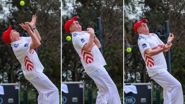 COMP // Prime Minister Anthony Albanese drops a catch during Nova's Fitzy and Wippa's backyard charity cricket match, at Kirribilli House, today. Picture: Justin Lloyd.