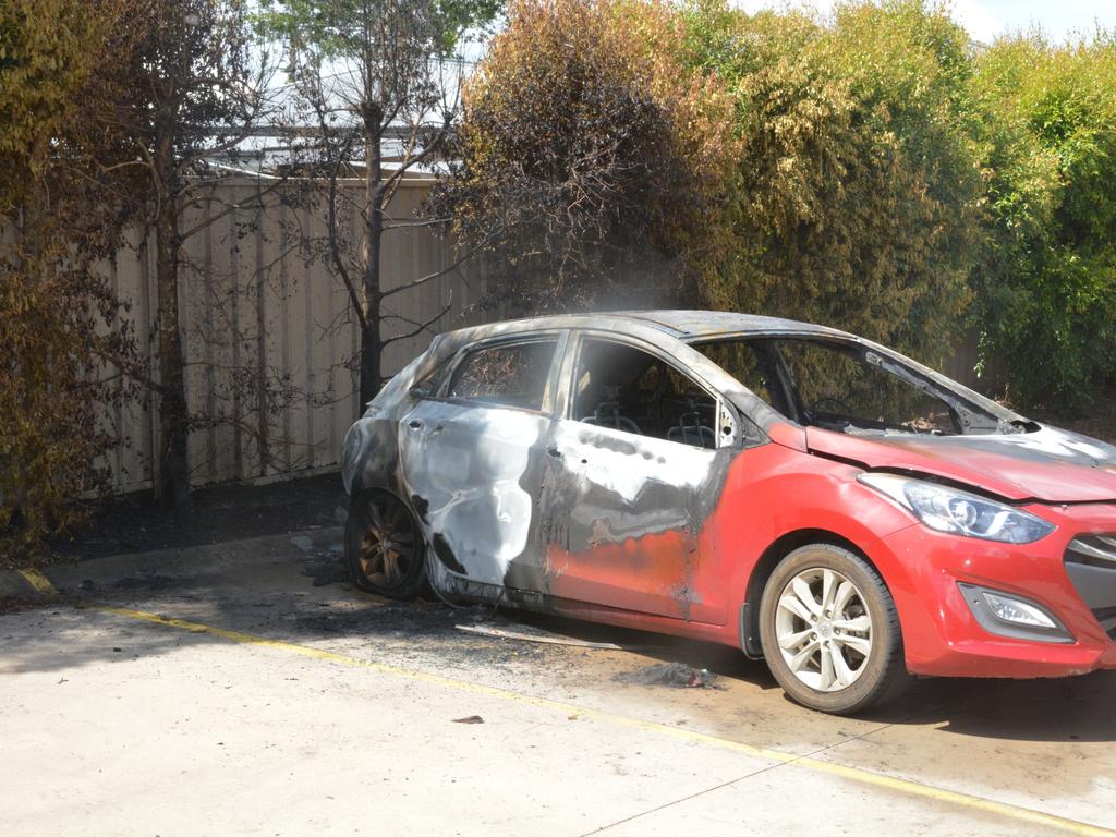 Police are investigating after vehicle was destroyed by fire at the West Toowoomba Veterinary Surgery, about 1.30pm on Thursday,