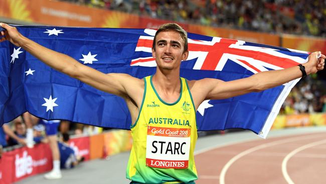 High jumper Brandon Starc wins gold at the Commonwealth Games. Picture: AAP