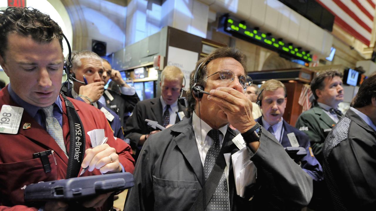 Traders on the New York Stock Exchange in 2008, during the GFC. Picture: AP 