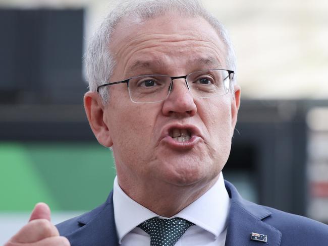 ADELAIDE, AUSTRALIA - NewsWire Photos NOVEMBER 26, 2021: Prime Minister Scott Morrison speaks during a tour of Micro X at the Tonsley Innovation District in Adelaide. Picture: NCA NewsWire / David Mariuz