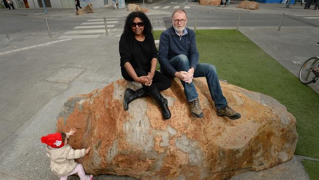 Artist Maree Clarke and fabricator Jeph Neale created this ‘welcome bowl’ emerging through the urban landscape. Nicholson St Footsray.