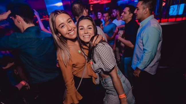 Mackenzie Motherwell and Kieara McLaurin at SinCity Nightclub. Nightspotting Gold Coast Bulletin. Picture: Supplied