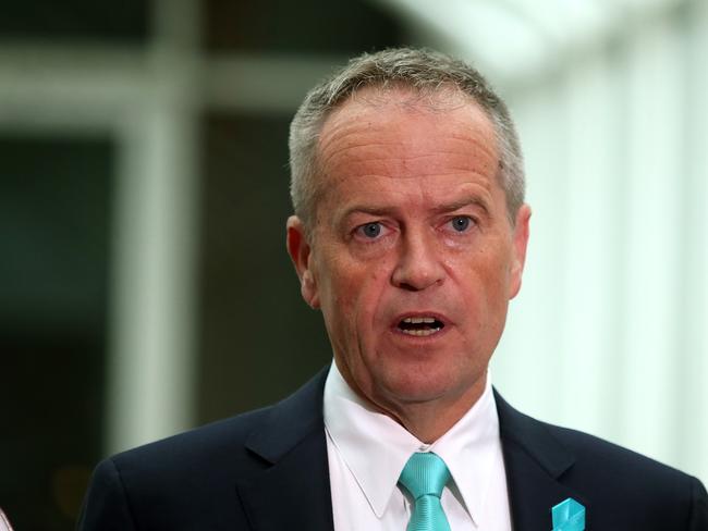 Opposition Leader Bill Shorten at a press conference, Parliament House in Canberra.