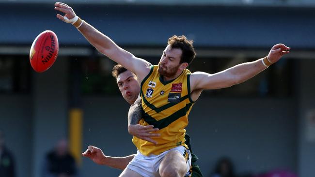 William Graf in the ruck for Kinglake. Picture: Stuart Milligan