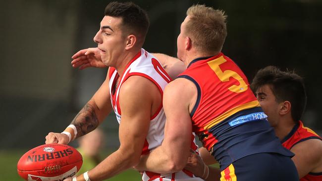 Joel Richardson kicked three goals in his team’s big win on Saturday. Picture: Stuart Milligan