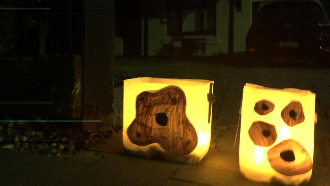 Homemade lanterns light the dawn at Colonel Light Gardens. Photo Jessica Leo-Kelton.