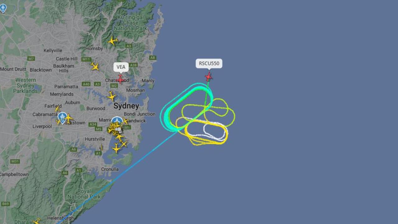 Fightradar24 as of 9am shows a rescue plane’s search pattern.