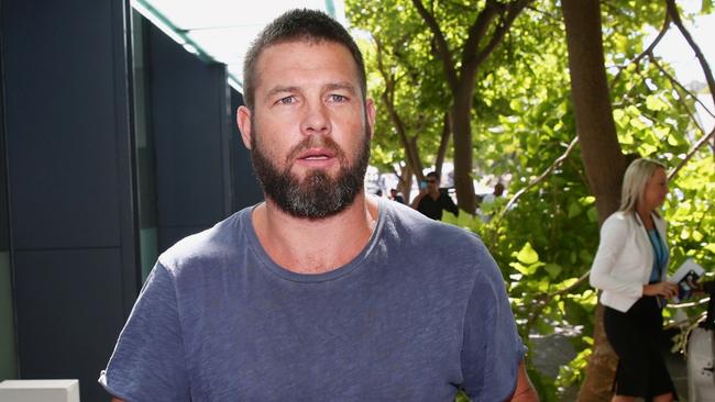 Former West Coast Eagles AFL player Ben Cousins leaves the Fremantle Magistrates’ Court. Picture: AAP