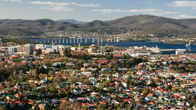 View over Hobart towards the Derwent River.