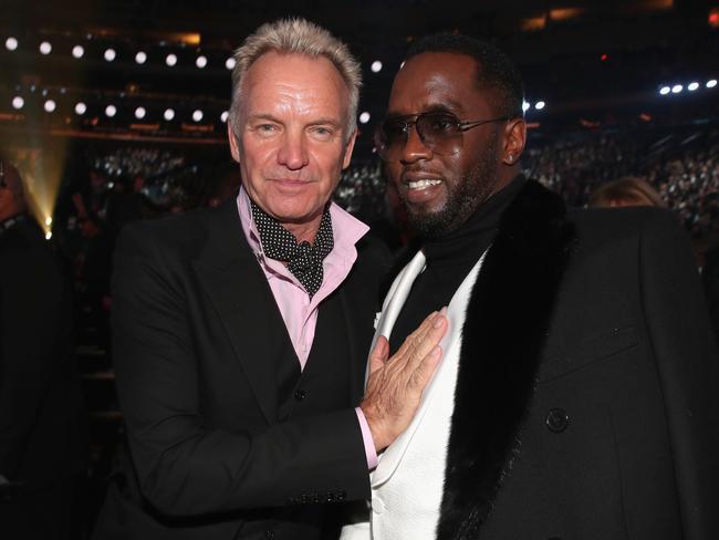 Sting and Sean ‘Diddy’ Combs attend the 60th Annual GRAMMY Awards at Madison Square Garden on January 28, 2018 in New York City. Picture: Getty