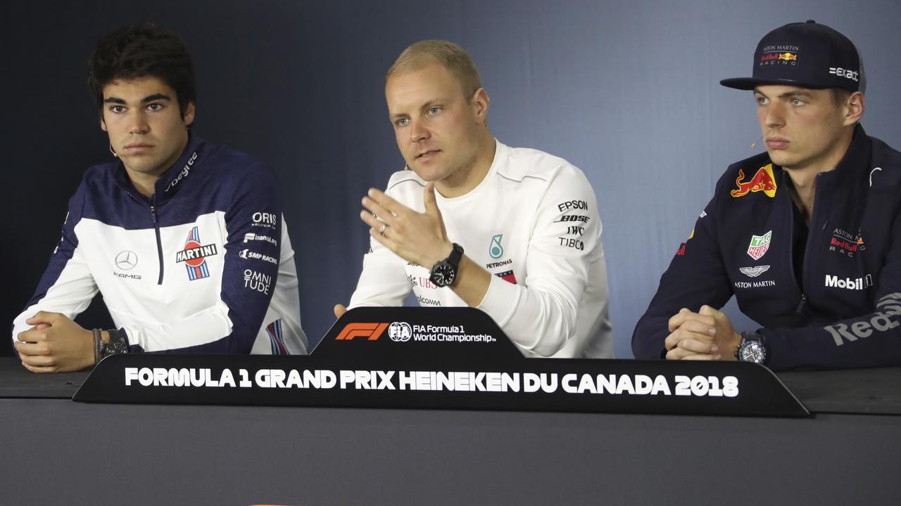 Max Verstappen with Valtteri Bottas and Lance Stroll ahead of the Canadian Grand Prix.