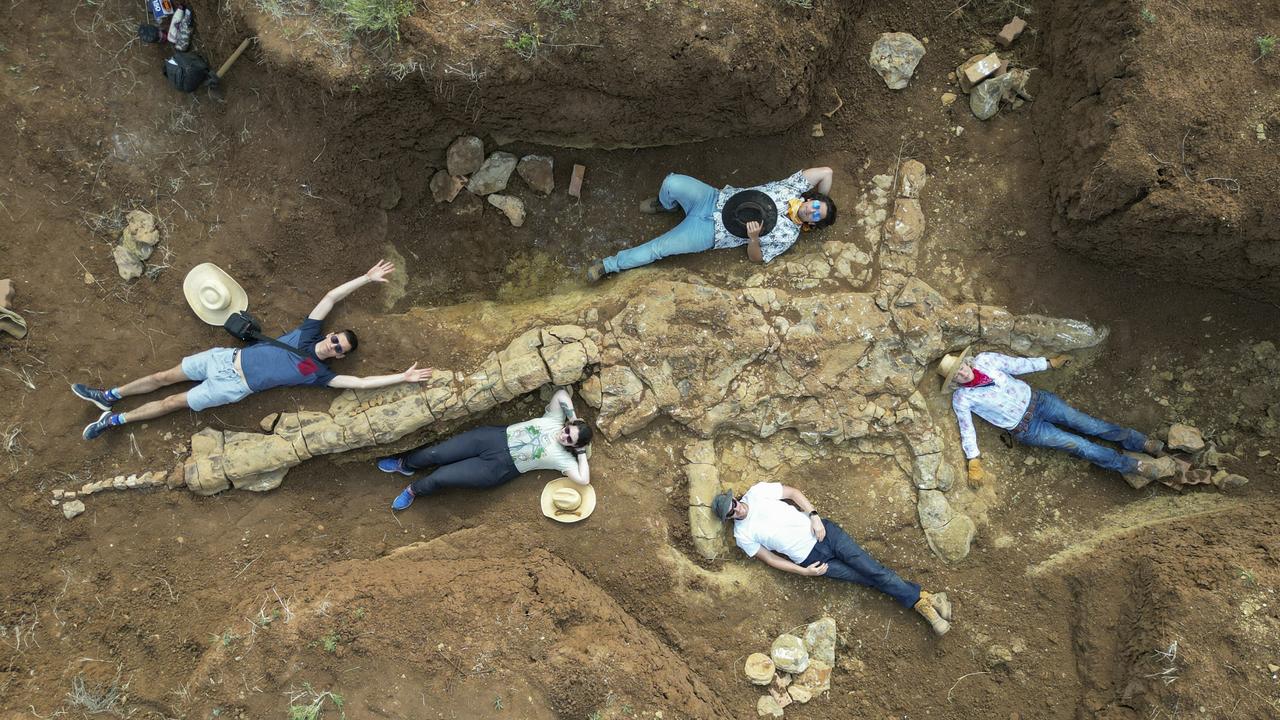 Experts believe this is the first whole plesiosaur uncovered in Australia. Picture: Peter Wallis