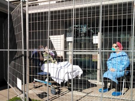 Anglicare Newmarch House resident Rose Davies during a visit with her mum, Liz Lane, on Friday. Picture: Supplied