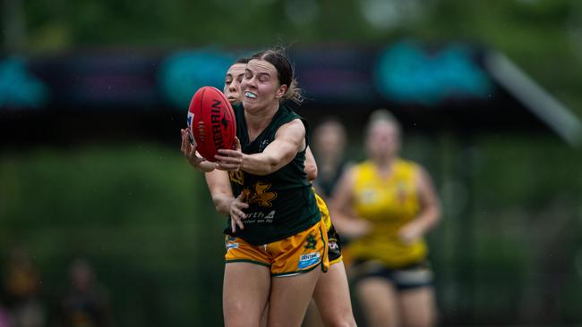 Caitlin Sargent in the St Mary's vs Nightcliff Tigers 2023-24 NTFL women's qualifying final. Picture: Pema Tamang Pakhrin