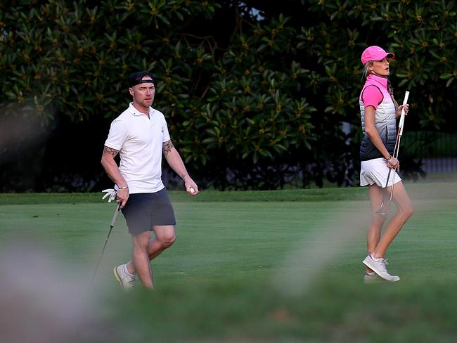Ronan Keating and his wife Storm play a round of golf at Moore Park Golf Course. Picture: Kristi Miller.