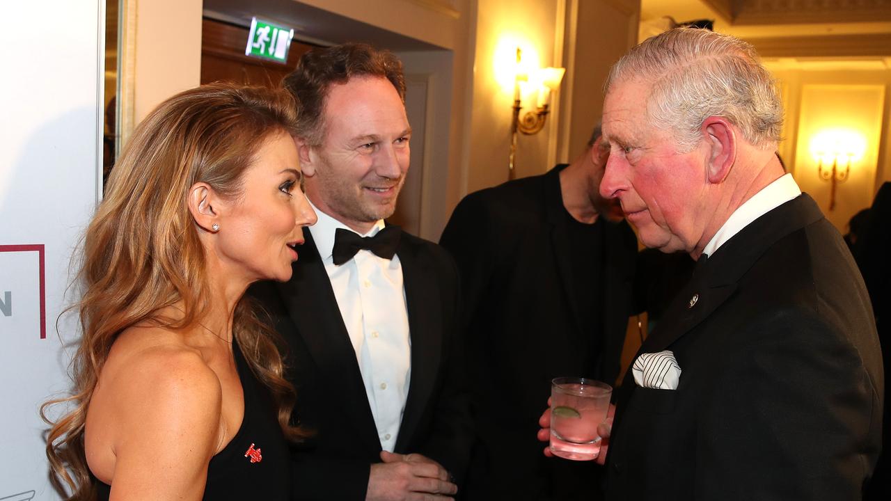 Geri Halliwell and Christian Horner in happier times with then-Prince Charles in 2019. (Photo by Chris Jackson – WPA Pool/Getty Images)