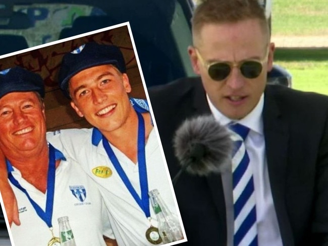 Bernie Vince pays tribute to his dad Tim in a heartbreaking eulogy. Picture: Digiflix