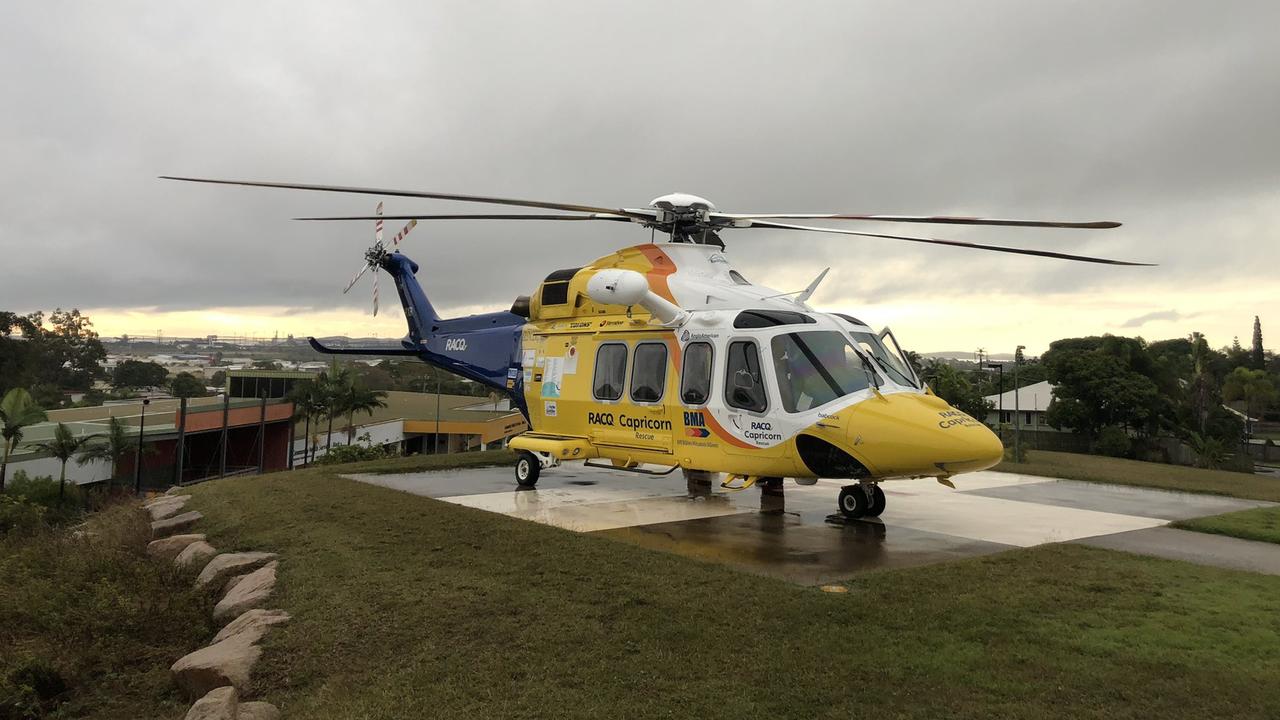 Rescue 300 at Gladstone hospital waiting to transfer a patient back to Rockhampton on August 6, 2022. Picture: RACQ CapRescue