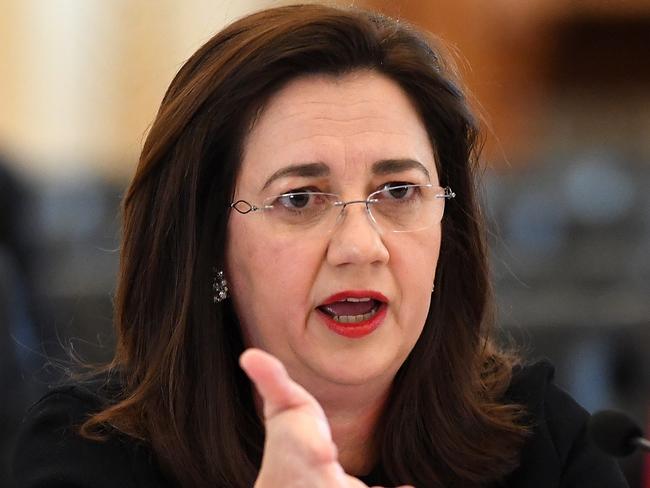 Queensland Premier Annastacia Palaszczuk is seen under questioning during an Estimates Hearing at Parliament House in Brisbane, Tuesday, July 24, 2018. (AAP Image/Dave Hunt) NO ARCHIVING