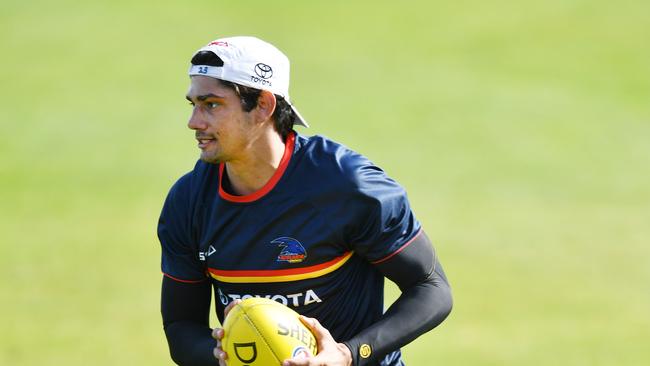 Shane McAdam of the Crows during an Adelaide Crows AFL training session at West Lakes in Adelaide, Tuesday, June 9, 2020. (AAP Image/David Mariuz) NO ARCHIVING