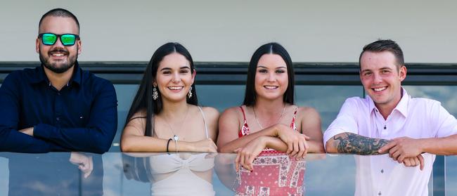 Morgan Moody, Neve Turner, Shae Abela and Riley Tucker at the Fannie Bay Turf Club. Picture: Glenn Campbell