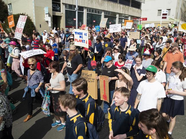 Climate strike rally in Hobart. Picture: RICHARD JUPE
