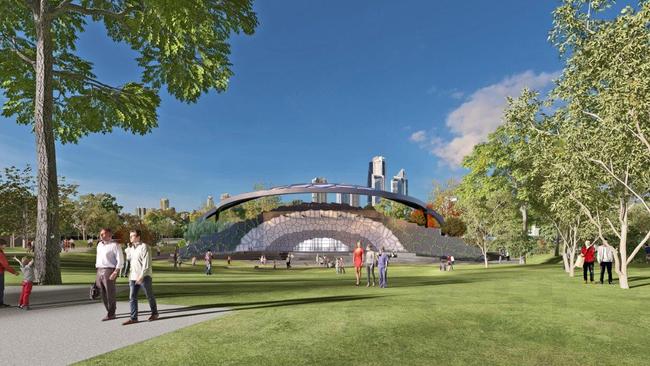 An artist impression of the amphitheatre under construction in the first stage of the Gold Coast's new cultural precinct.
