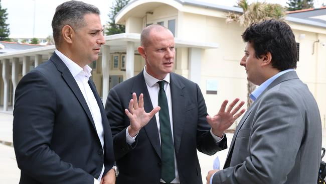 Cross-faith and cross-party mayoral leaders Mr Mannoun, left, Mr Byrne, centre, and Mr Nemesh. Picture: John Feder