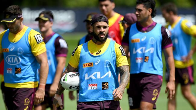 BRISBANE, AUSTRALIA – FEBRUARY 07: Adam Reynolds is seen during a Brisbane Broncos NRL training session at the Clive Berghofer Centre on February 07, 2022 in Brisbane, Australia. (Photo by Bradley Kanaris/Getty Images)