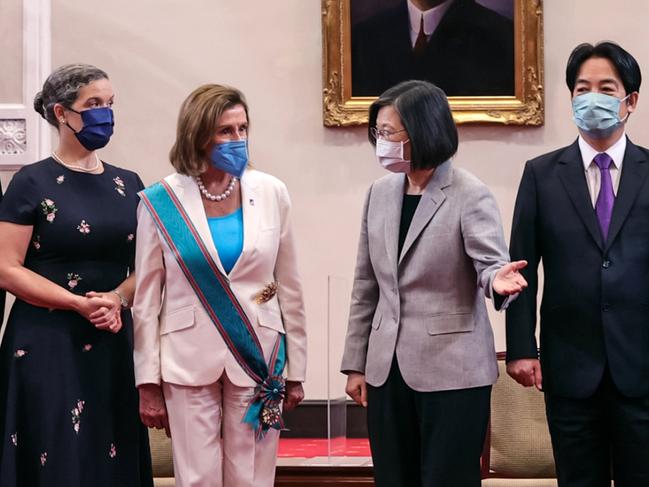 US House Speaker Nancy Pelosi meets Taiwan's President Tsai Ing-wen. Picture: Getty Images