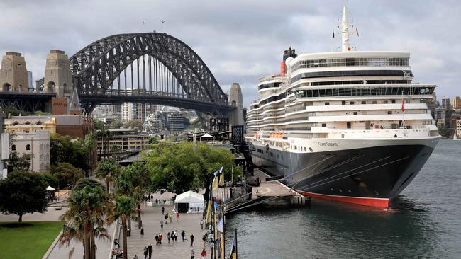 The Queen Elizabeth will be the last international ship to port in Circular Quay for at least the next 30 days Picture: Damian Shaw