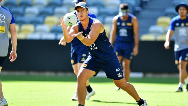 NRL; North Queensland Cowboys training at Queensland Country Bank Stadium. Daejarn Asi. Picture: Alix Sweeney