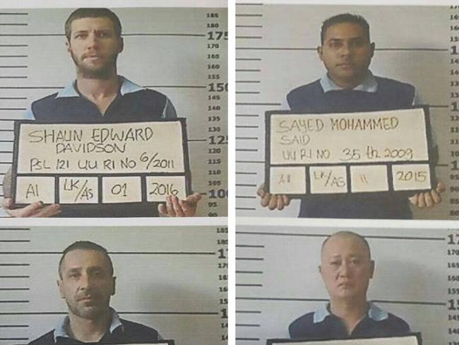 Police photo Shaun Edward Davidso, or Eddie Lonsdale or Michael John Bayman from Australia, Sayeb Mohammed Said From India, Dimitar Nikolov Iliev from Bulgaria dan Tee Kok King from Malaysia at Kerobokan Jail. The four men escaped from the prison by using a tunnel. Picture: Supplied