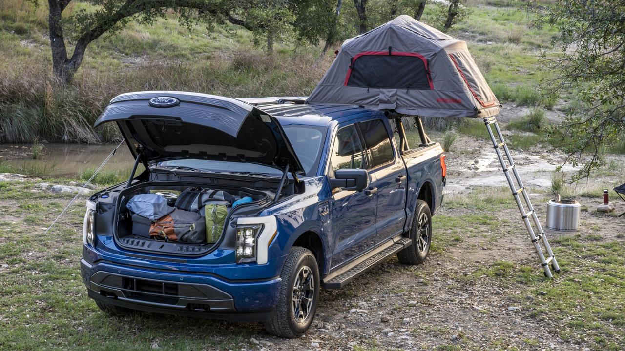 The F150 Lightning has a huge storage area under the bonnet. Picture: Supplied.