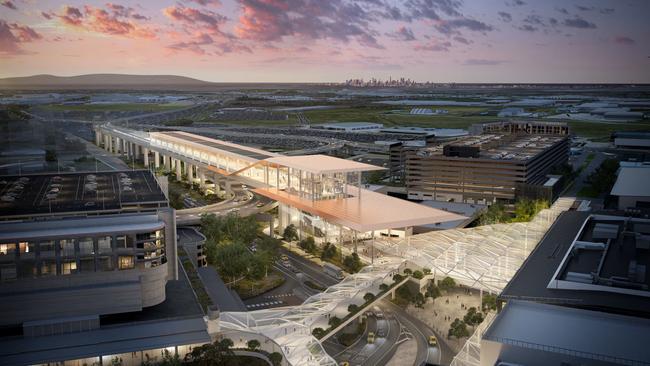 Renders of the proposed Melbourne airport rail link project.