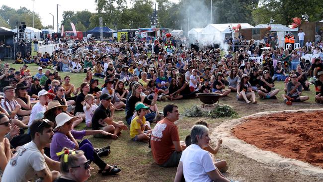 Thousands of South Australians flocked to Tarntanya Wama (Elder Park) for a smoking ceremony, which recognises January 26. Picture: Kelly Barnes