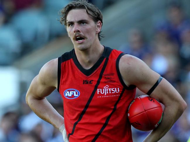 Joe Daniher of the Bombers during the Round 7 AFL match between the Fremantle Dockers and the Essendon Bombers at Domain Stadium in Perth, Sunday, May 7, 2017. (AAP Image/Richard Wainwright) NO ARCHIVING, EDITORIAL USE ONLY