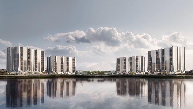 An artist’s impression of The Lanes Residences proposed by Sunland for a site at Clear Island Waters. Picture: Sunland Group