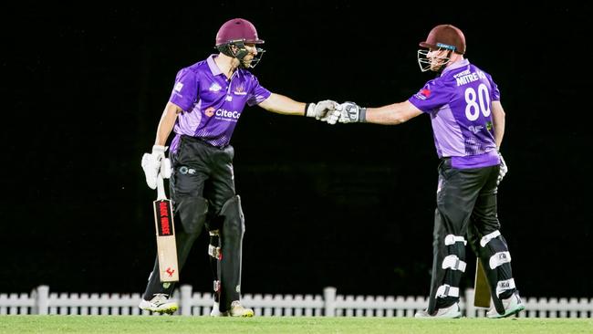 Darryn Dyer and Sam Vassallo batting for CiteCon Kingfishers in the Mackay T20 Smash. Picture: Supplied