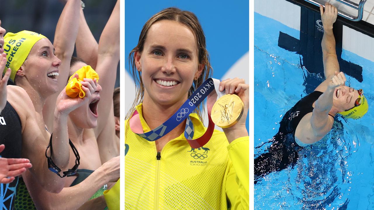 Emma McKeon caps her golden meet as Cate Campbell pulls off the most incredible finish of the Games in the women's 4x100m medley relay.