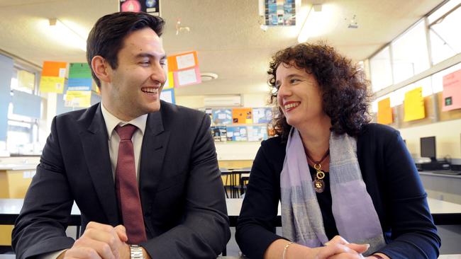 ALP promises $9.5 million to rebuild Glen Eira College if it wins this year's state election. ALP candidate Josh Burns and principal Sheereen Kindler at Glen Eira College. Picture: Andrew Henshaw