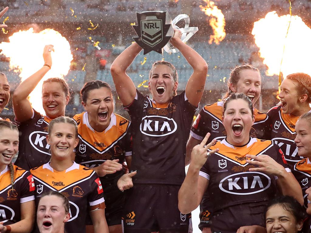The Broncos won their third consecutive NRLW premiership in 2020. Picture: Cameron Spencer/Getty Images)