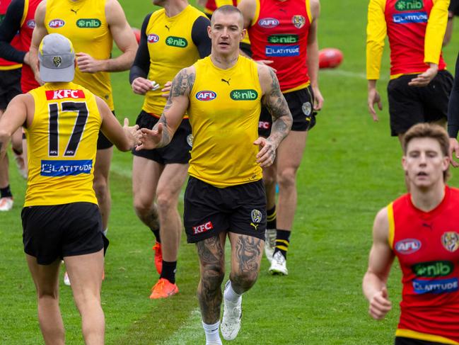 Dustin Martin at Richmond training ahead of his 300th game. Picture: Jason Edwards