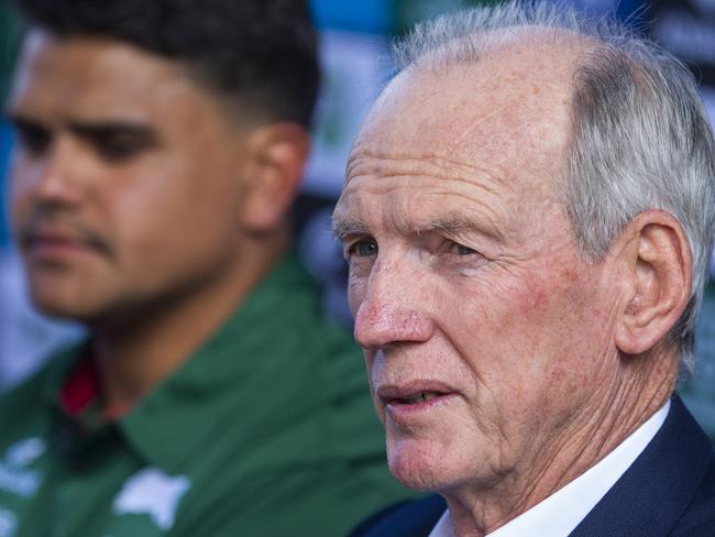 SYDNEY, AUSTRALIA - JANUARY 13: Wayne Bennett speaks to the media during a South Sydney Rabbitohs NRL press conference at Redfern Oval on January 13, 2020 in Sydney, Australia. (Photo by Mark Evans/Getty Images)