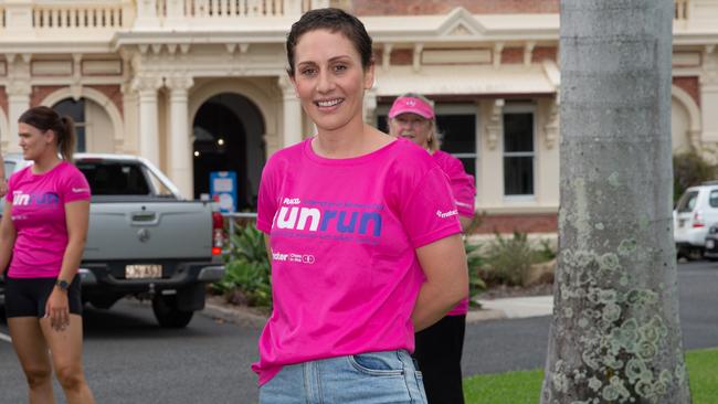 Amy Crew sat opposite now-Mater Oncology Nurse Narelle Yench as they both underwent breast cancer treatment at Mater Private Hospital Rockhampton.