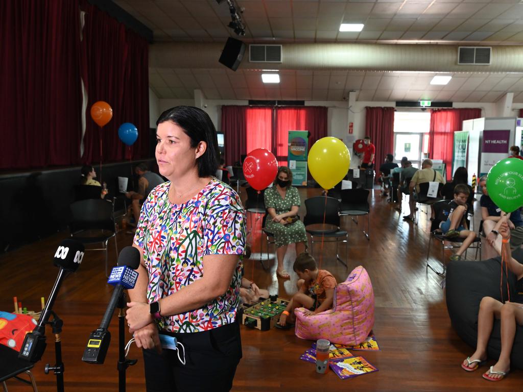 Health Minister Natasha Fyles addresses the media on NT children aged 5-11 can now get their vaccinations. NT Health will facilitate Picture Julianne Osborne